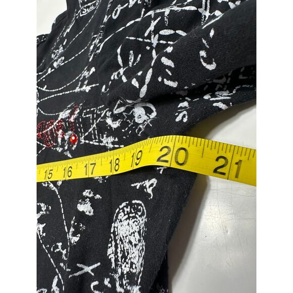 Hearts Of Palm Black Script Print Stretch Top Size Medium - Picture 5 of 10